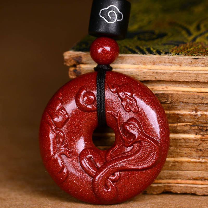 Fortune Jewel Chinese Zodiac Cinnabar Peace Buckle Calm Necklace Pendant