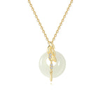 Fortune Jewel Hetian Jade 925 Sterling Silver Wheat Luck Necklace Pendant