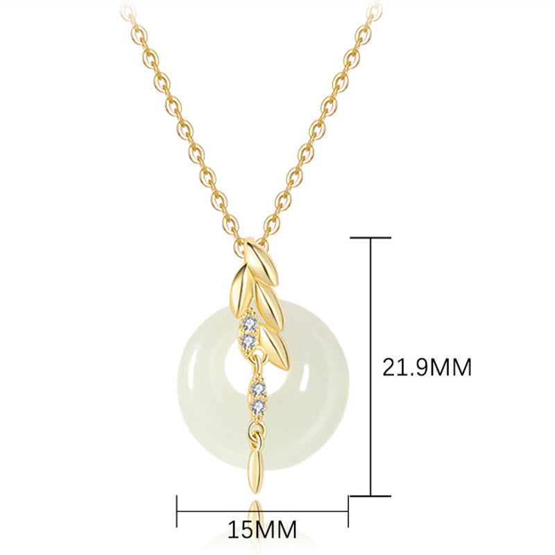 Fortune Jewel Hetian Jade 925 Sterling Silver Wheat Luck Necklace Pendant