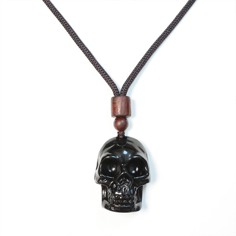 Fortune Jewel Black Obsidian String Skeleton Fulfilment Necklace Pendant