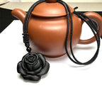 Buddha Stones Black Obsidian String Black Rose Purification Necklace Pendant
