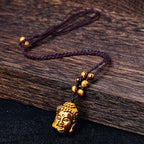 Fortune Jewel Tiger Eye String Buddha Head Courage Necklace Pendant