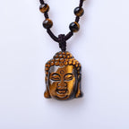 Fortune Jewel Tiger Eye String Buddha Head Courage Necklace Pendant