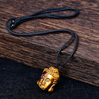 Fortune Jewel Tiger Eye String Buddha Head Courage Necklace Pendant
