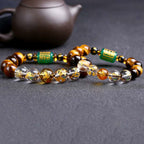 Fortune Jewel Chinese Zodiac Tiger Eye White Crystal Courage Bracelet