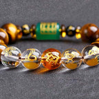 Fortune Jewel Chinese Zodiac Tiger Eye White Crystal Courage Bracelet