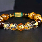 Fortune Jewel Chinese Zodiac Tiger Eye White Crystal Courage Bracelet