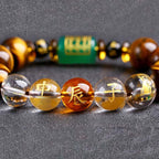 Fortune Jewel Chinese Zodiac Tiger Eye White Crystal Courage Bracelet