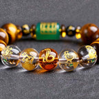 Fortune Jewel Chinese Zodiac Tiger Eye White Crystal Courage Bracelet