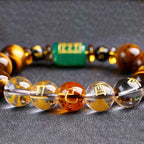 Fortune Jewel Chinese Zodiac Tiger Eye White Crystal Courage Bracelet