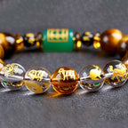 Fortune Jewel Chinese Zodiac Tiger Eye White Crystal Courage Bracelet