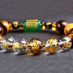 Fortune Jewel Chinese Zodiac Tiger Eye White Crystal Courage Bracelet