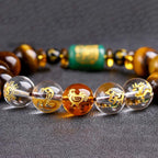 Fortune Jewel Chinese Zodiac Tiger Eye White Crystal Courage Bracelet