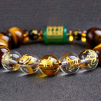 Fortune Jewel Chinese Zodiac Tiger Eye White Crystal Courage Bracelet