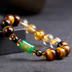Fortune Jewel Chinese Zodiac Tiger Eye White Crystal Courage Bracelet