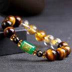 Fortune Jewel Chinese Zodiac Tiger Eye White Crystal Courage Bracelet