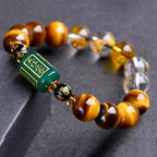 Fortune Jewel Chinese Zodiac Tiger Eye White Crystal Courage Bracelet
