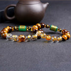 Fortune Jewel Chinese Zodiac Tiger Eye White Crystal Courage Bracelet