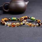 Fortune Jewel Chinese Zodiac Tiger Eye White Crystal Courage Bracelet