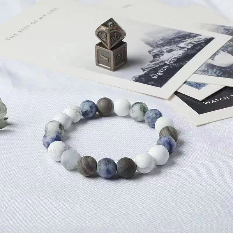 Fortune Jewel White Turquoise Picasso Jasper Blue Spot Jasper Relaxation Bracelet