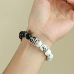 Fortune Jewel Natural Silver Sheen Obsidian White Turquoise Grey Jasper Snowflake Obsidian Year Of The Snake Protection Bracelet