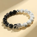Fortune Jewel Natural Silver Sheen Obsidian White Turquoise Grey Jasper Snowflake Obsidian Year Of The Snake Protection Bracelet