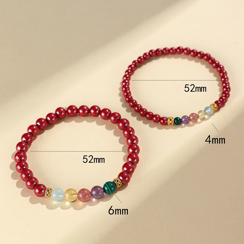 Fortune Jewel Cinnabar Aquamarine Citrine Strawberry Quartz Amethyst Malachite Blessing Bracelet