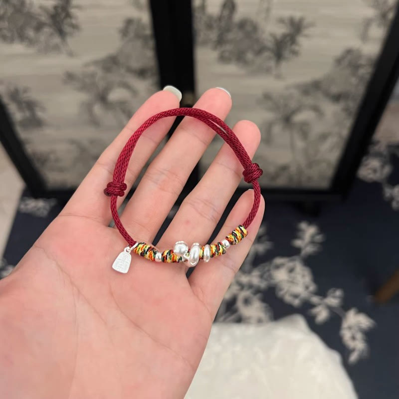 Fortune Jewel 999 Sterling Silver Year Of Snake Red String Happiness Protection Braided Bracelet