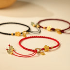 Fortune Jewel Hetian Jade Small Peach Blossom Fu Character Charm Luck String Bracelet