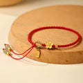 Fortune Jewel Hetian Jade Small Peach Blossom Fu Character Charm Luck String Bracelet