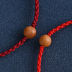 Fortune Jewel Natural Peach Wood Bead Ward Off Evil Spirits Braided Bracelet