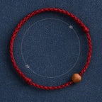 Fortune Jewel Natural Peach Wood Bead Ward Off Evil Spirits Braided Bracelet