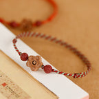 Fortune Jewel Peach Wood Small Peach Blossom Cinnabar Wealth String Bracelet Anklet