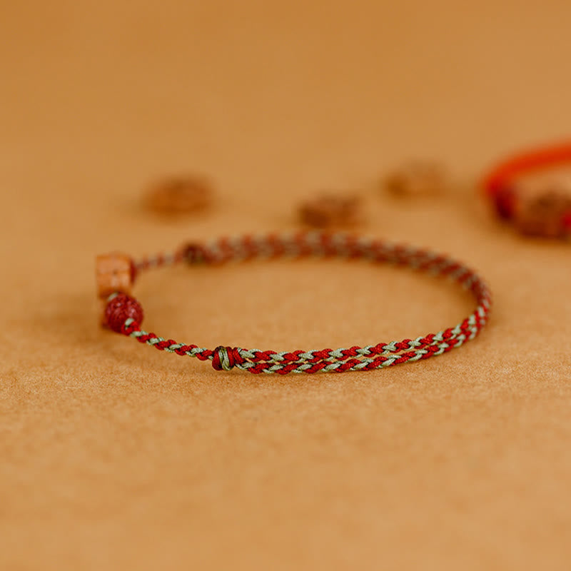 Fortune Jewel Peach Wood Small Peach Blossom Cinnabar Wealth String Bracelet Anklet
