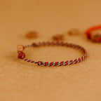 Fortune Jewel Peach Wood Small Peach Blossom Cinnabar Wealth String Bracelet Anklet