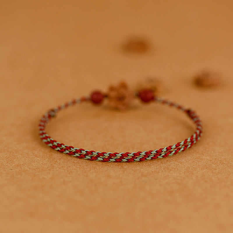Fortune Jewel Peach Wood Small Peach Blossom Cinnabar Wealth String Bracelet Anklet