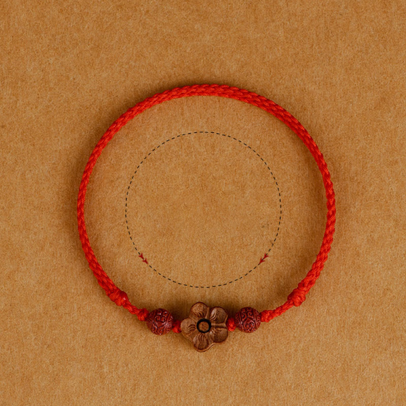 Fortune Jewel Peach Wood Small Peach Blossom Cinnabar Wealth String Bracelet Anklet
