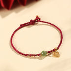 Fortune Jewel 925 Sterling Silver Hetian Jade Bead Copper Coin Love Heart Charm Luck Bracelet