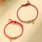 Fortune Jewel 925 Sterling Silver Hetian Jade Bead Copper Coin Love Heart Charm Luck Bracelet