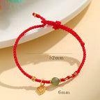 Fortune Jewel 925 Sterling Silver Hetian Jade Bead Copper Coin Love Heart Charm Luck Bracelet