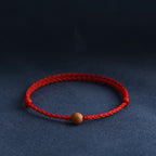 Fortune Jewel Natural Peach Wood Bead Ward Off Evil Spirits Braided Bracelet