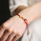 Fortune Jewel Hetian Jade Small Peach Blossom Fu Character Charm Luck String Bracelet