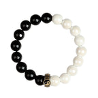 Fortune Jewel Black Obsidian White Porcelain Beads Yin Yang Fulfilment Bracelet