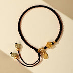 Fortune Jewel Hetian Jade Small Peach Blossom Fu Character Charm Luck String Bracelet