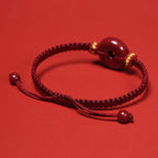 Fortune Jewel Handmade Cinnabar Round Peace Buckle Concentration Braided Bracelet