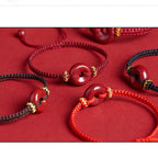 Fortune Jewel Handmade Cinnabar Round Peace Buckle Concentration Braided Bracelet
