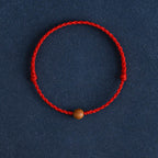 Fortune Jewel Natural Peach Wood Bead Ward Off Evil Spirits Braided Bracelet