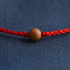 Fortune Jewel Natural Peach Wood Bead Ward Off Evil Spirits Braided Bracelet