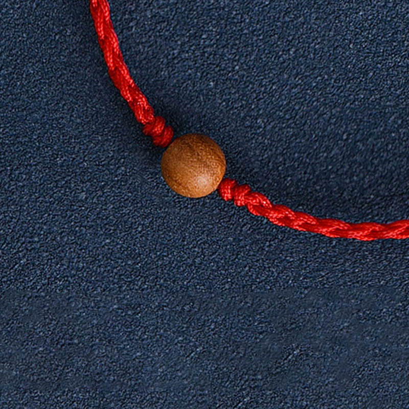 Fortune Jewel Natural Peach Wood Bead Ward Off Evil Spirits Braided Bracelet