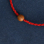 Fortune Jewel Natural Peach Wood Bead Ward Off Evil Spirits Braided Bracelet